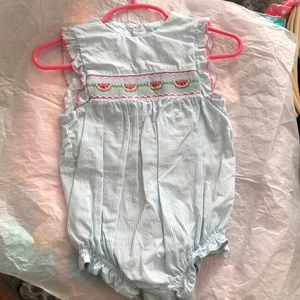 Petit Bebe Smocked watermelon bubble